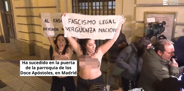 Policía Nacional detiene al presunto agresor sexual de dos activistas Femen durante protesta 20N ante misa por Franco