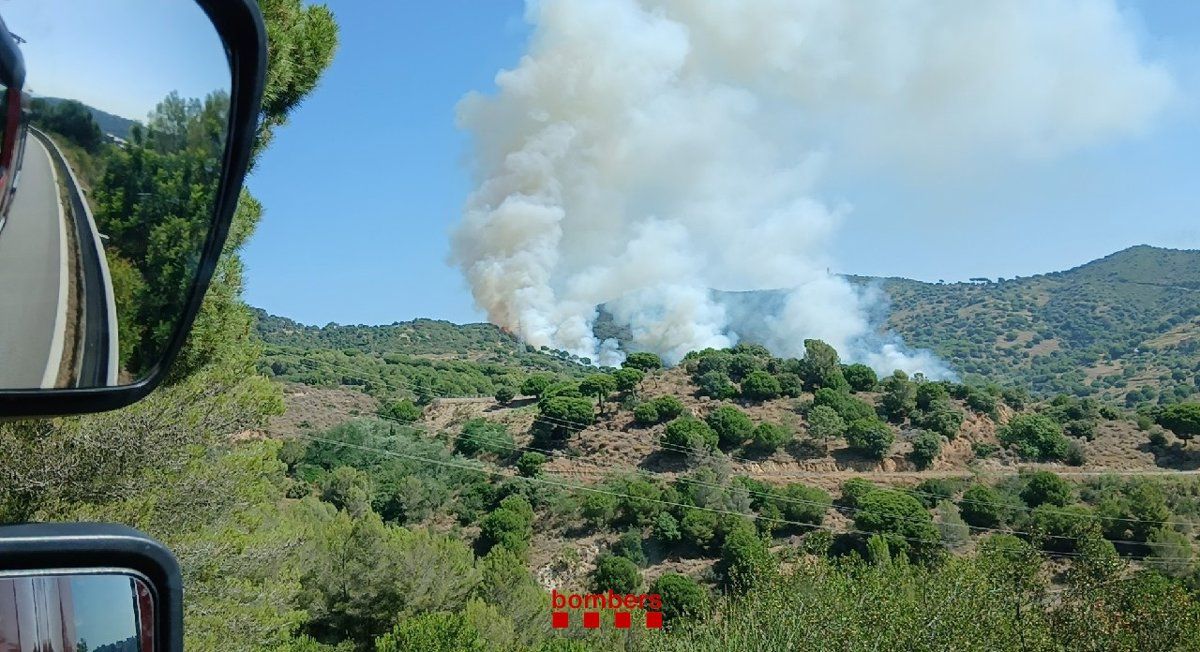 Incendio forestal con varios focos entre Tiana y Montgat (Barcelona)