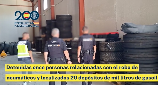 Detenidas once personas relacionadas con el robo de neumáticos y localizados 20 depósitos de mil litros de gasoil