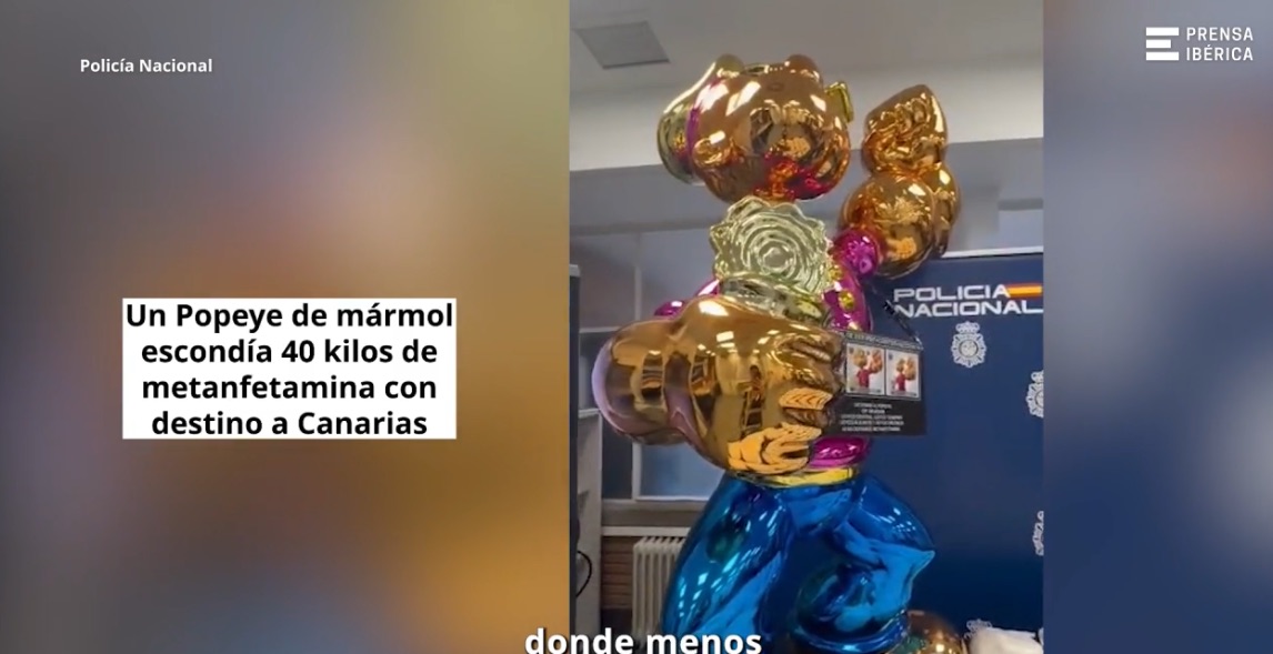 Interceptada en Tenerife una estatua de Popeye que escondía 40 kilos de metanfetamina del Cártel de Sinaloa