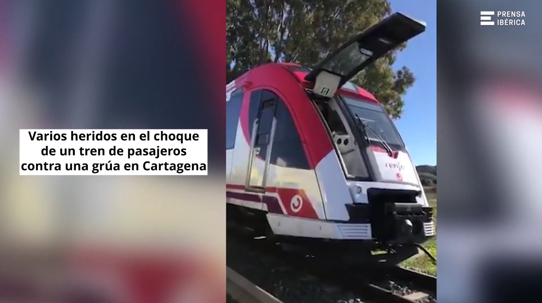 Varios heridos leves tras el choque de un tren de cercanías contra una grúa en Cartagena