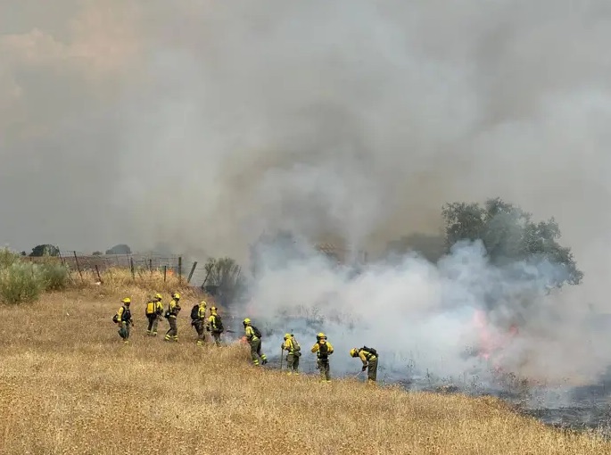 Estabilizado un incendio de pasto en Aranjuez que afecta a 15 hectáreas cerca de viviendas