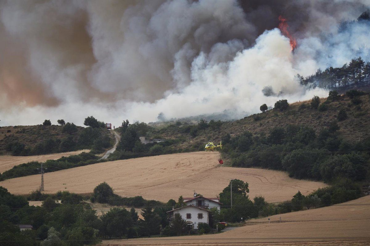Incendio forestal en Ezcabarte (Navarra)